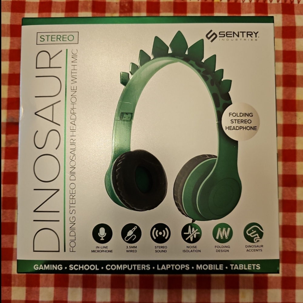 Sentry Green Dinosaur Headphones